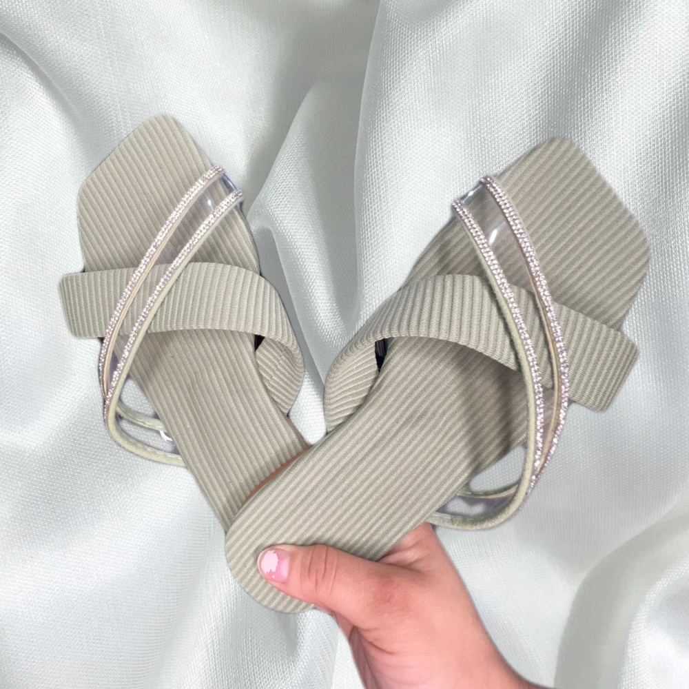 Rhinestone Decor Slide Sandals